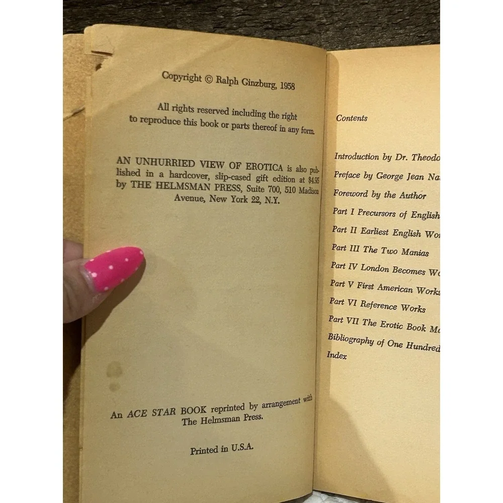 An‎ Unhurries View Of Erotica By Ralph Ginzburg 1958 Vintage Paperback
